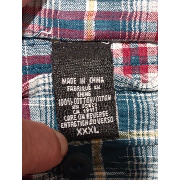 Vtg Marithe Francois Girbaud Button Up Long Sleeve Shirt Plaid Blue Sz XXXL - Picture 4 of 8